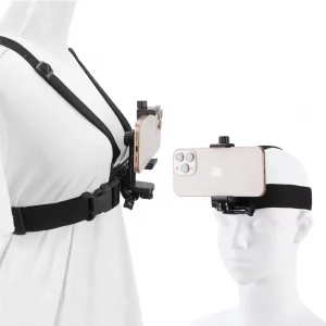 Mobile Phone Chest Strap Harness Mount Head Strap Holder Kit for POV/VLOG,Cell Phone Clip Compatible with iPhone,Samsung,GoPro Hero 9, 8,7, 6, 5, 4,
