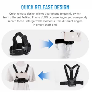 Mobile Phone Chest Strap Harness Mount Head Strap Holder Kit for POV/VLOG,Cell Phone Clip Compatible with iPhone,Samsung,GoPro Hero 9, 8,7, 6, 5, 4,