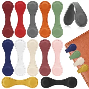 Magnetic Leather Bookmark, 12 Pcs Colorful Leather Magnet Book Marks Page Markers Retro Magnet Bookmark Clips Reading Supplies Gift for Reading Men W