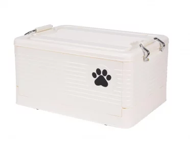 Dog Toy Basket Medium, Collapsible Pet Toy Organizer Box,Outdoor Dog Toy Bin,Waterproof Durable Plastic Bin for Toys, Leashes, and Accessories