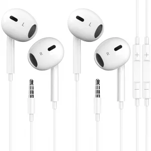 Nimizo 2 Pack Wired iPhone Earbuds/Headphones/Earphones with 3.5mm Wired [MFi Certified] with Mic, Volume Control Compatible with iPhone,iPad,iPod,Co