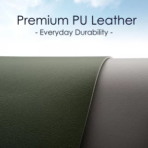 WAYBER Leather Desk Pad Protector, Waterproof Mouse Pad, PU Desk Mat, Office Desk Cover, Desk Writing Mat for Office/Home/Work/Cubicle (Green/Gray) 3