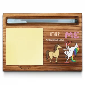 Funny Medical Assistant Gifts, Gag, Humor, Thank You Appreciation Gifts for Medical Assistant MA Office Desk Supplies Accessories Wood Sticky Self-St
