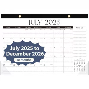 Desk Calendar 2025-2026, Runs Until December 2026 - Large Size 17