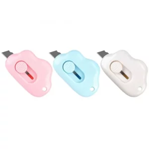 Box Cutter Retractable, 3 Pack Retractable Letter Opener, Adorable Cloud Tiny Letter Opener Envelope Slitter for Key Chain Pocket Bag Package Envelop