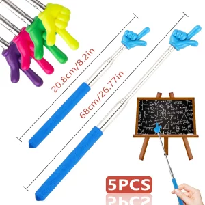 5 Pack Pointer Stick for Classroom?| Pointy Finger Teacher Sticks Extendable Handheld Teacher & Classroom Training Supply(Yellow/HotPink/Blue/Purple/