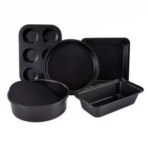 Mttie Baking Pans Set 5-Piece Toaster Oven Pans Bakeware Cooking Includes Nonstick Cake Pans/Loaf Pan/Cupcake Pan/Pizza Pan/Cookie Pan, Carbon Steel 