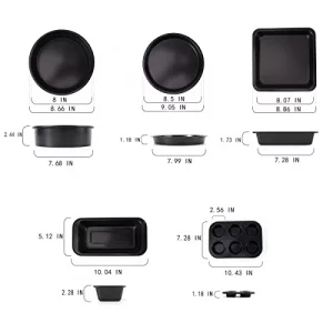 Mttie Baking Pans Set 5-Piece Toaster Oven Pans Bakeware Cooking Includes Nonstick Cake Pans/Loaf Pan/Cupcake Pan/Pizza Pan/Cookie Pan, Carbon Steel 