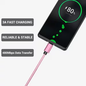 SUMPK Short USB C Cable [4-Pack 8 inch], 3A Fast Charging USB 2.0 Data Transfer to Type C Phone Charger Cord Nylon Braided Compatible with Samsung Ga