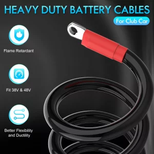 ENEKERP 7PCS Golf Cart Heavy Duty Battery Cables, Fit Club Car DS 1994-UP 4 Awg 36 & 48 Volt 4 Gauge Golf Cart Battery Cables, Club Car DS Battery Wi