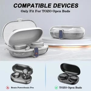 POZCIS for TOZO Open Buds Case Cover, Hard PC Clear Shell Protective Earbuds Case, Only Compatible with TOZO O2 True Open Ear, Headphones Case with C
