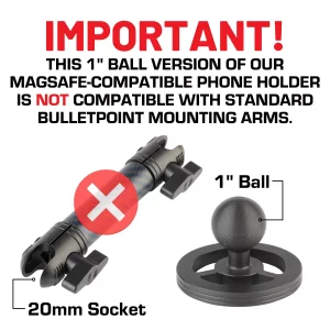 Bulletpoint Mounting Solutions Dash Mount Magnetic Cell Phone Holder Compatible with MagSafe iPhone Smartphones - 1 inch Ball Mount Attachment (25.4m