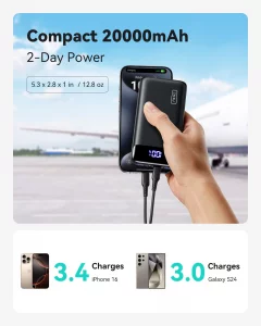 INIU Portable Charger, 22.5W 20000mAh USB C in & Out Power Bank Fast Charging, PD 3.0+QC 4.0 LED Display Phone Battery Pack Compatible with iPhone 16