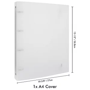 A4 4 Ring Binder Cover Clean Transparent Soft PVC for Refillable Notebook Shell withMatte surfaceforStamp & Die Storage Overall Size?Folded) 27x32.8x