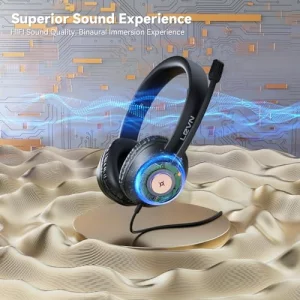LEVN Headset with Mic, USB Headset with Microphone for PC, Headphones with Mic for Pc with Noise Canceling Microphone for Laptop, USB Headphones for 