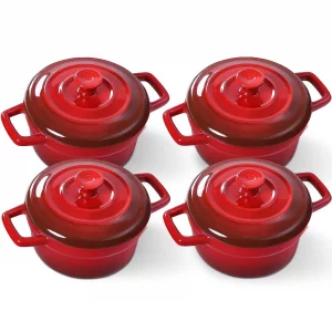 Lareina Mini Cocotte - 12oz Ceramic Casserole Dishes - Kitchen Casserole Sets With Handles And Lid - Small Baking Ramekins - Oven, Microwave & Dishwa