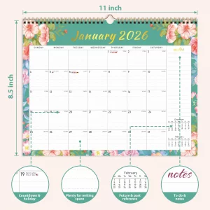 2026 Wall Calendar, Monthly Wall Calendars, Jan 2026 - Jun 2027, Desk Planner (8.5