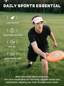 OnWander Sport Sun Visor Hat for Women and Men,Lightweight Cooling Sweatband Hat for Golf,Running,Tennis, Moisture-Wicking & Quick-Dry & Foldable Whi