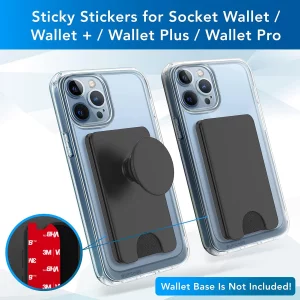 8Pcs Sticky Adhesive Replacement for Socket Wallet+ Back, 3M VHB Strong Sticker Pad for Pops Wallet Card Holder Base, Phone Wallet Plus Removable Dou