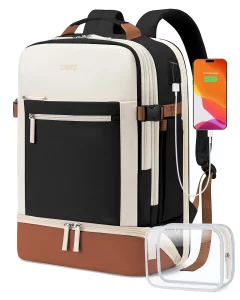 ZOMFELT Travel Backpack for Women, Carry on Backpack with Shoes Compartment, Flight Approved Personal Item Bag with 17.3inch Laptop Pocket, Large Cas