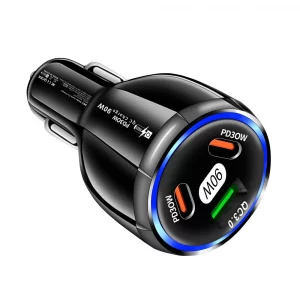 Amiss Car Charger Adapter, 3 Port USB-C & USB-A 90W Fast Charger, Car Interior Accessories, Essential Travel Gifts for Men and Women, Fit for iPhone 