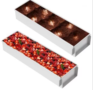2 Pack Tiramisu Pan Rectangle Cake Mold Food Grade Aluminum, with Removable Frame Tiramisu Rectangle Trays Cake Pan for Tiramisu Cheesecake Mousse