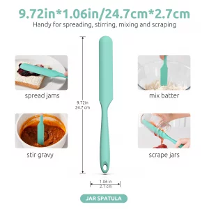 U-Taste Skinny Silicone Jar Spatula: 600F Heat-Resistant Food-Grade 10in Long Narrow Sourdough Stirring Stick, Seamless Flexible Peanut Butter Sprea