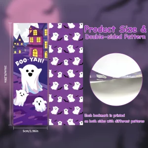 YoeeJob 12 pcs Halloween Theme Bookmarks Bulk for Kids, Cute Pumpkins Skulls Page Marker, Personalized Bookmark for Friend, Classroom Rewards Supplie