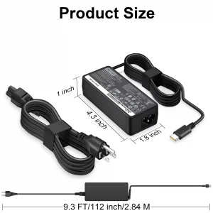 Charger Compatible with Lenovo Laptop Computer 65W 45W Thinkpad Yoga Chromebook USB C Fast Power Adapter
