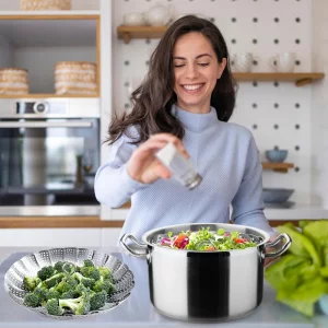 Steamer Basket Stainless Steel Instant Pot Accessories for Food and Vegetable, Zocy Premium Expandable Steam Basket to Fit Various Size Pots Medium (