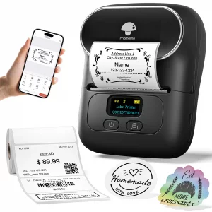 Phomemo Label Printer M110 Upgraded Label Maker Bluetooth No Ink Portable for Small Business, Address, Office, Home for Phone; for PC/Mac(USB), with 