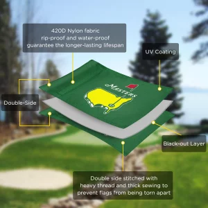 CoGolfing Augusta National Golf Flag Mini, 8x6 Inch, Double-Sided Silk-Screened, Fade-Resistant 420D Nylon, Ideal for Backyard Practice Putting Green