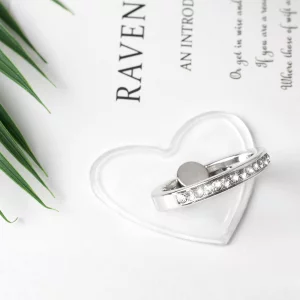 [2 Pack] Transparent Diamond Setting Cell Phone Ring Holder Stand,360 Degree Rotation and 180 Degree Adjustable Finger Ring Kickstand with Polished E