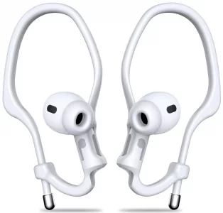 [2 Pairs] Haireca Ear Hooks for AirPods Pro 2 1 & AirPods 4 3 2 1, [Adjustable] Ergonomic Design Anti Slip, Comfortable Fit Silicone Clip for Running