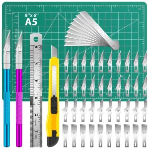 DIYSELF Exacto Knife Set, 2 Pcs Craft Knife with 40 Pcs Hobby Knife Replacement Blades, Hobby Knives Kit for Scrapbooking, Stencil, Fondant, Paper, S