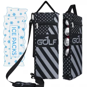 Golf Cooler Bag Plus Ice Pack Soft Sided Insulated Cooler Bag- Holds 6 Pack of Cans or 2 Wine Bottles - Grey Camo Golf Beer Sleeve Black Fits Discree