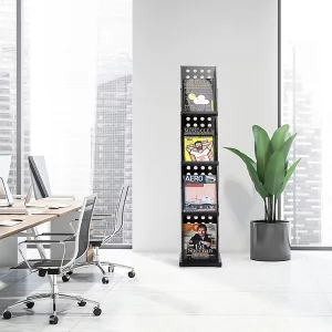 ARNOTEKS Foldable Brochure Display Stand Magazine Catalog Literature Rack Portable 4 Pockets with Carrying Bag?Stable Not Easy to Deform for Exhibiti