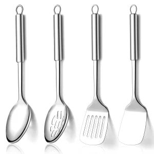 Homquen Kitchen Utensils Set 4pcs, Stainless Steel Cooking Utensils Set, Kitchen Tools Spatulas Set, Cooking Spoons, Home Essentials Kitchen Gadgets 