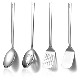 Homquen Stainless Steel Kitchen Utensils Set 4pcs, Cooking Utensils Set, Kitchen Tools Spatulas Set, Cooking Spoons, Home Essentials Kitchen Gadgets 