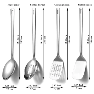 Homquen Stainless Steel Kitchen Utensils Set 4pcs, Cooking Utensils Set, Kitchen Tools Spatulas Set, Cooking Spoons, Home Essentials Kitchen Gadgets 