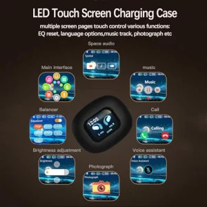 NVAHVA Open Ear Earbuds,Over Ear Headphones with Earhook,Wireless Bluetooth 5.4 Ear Buds,Charging Case with LED Screen,80H Playtime, ENC Mic,Multi-Po