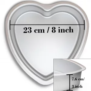 Ksdhotware Anodized Aluminum 8 x 3 Inch Heart Cake Pan, 8 Inch Heart Cake Mold for Birthday, Valentines' Day, Wedding, Party and More