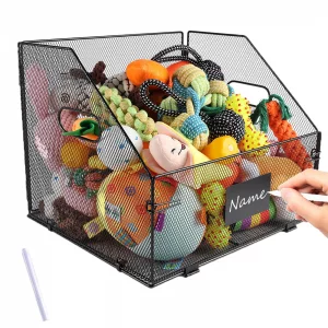 Faihats Metal Dog Toy Basket Large, Indestructible Storage Organizer for Living Room Area, Large & Medium Dog Toy Bin, Foldable Basket for Dogs, Pupp