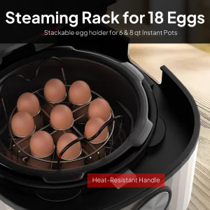 Maxracy Stackable Egg Steamer Rack Trivet 9 holes with Heat Resistant Handles for Instant Pot Accessories Stainless Steel Egg Assit fits 6qt 8qt Pres