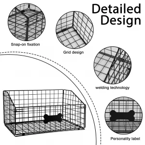 Geyecete Large Dog Toy Organizer - Wire Folding Basket - Personalizable - Black