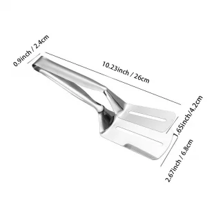 NaYiissi Premium 10 Inch Kitchen Cooking Tong, Double Sided Spatula, Multipurpose Stainless Steel Gripper, Steak Clamps, Food Flipping Spatula Tongs 