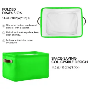 Storage Basket Neon Lime Green Fabric Storage Organizer Box Bin for Shelf Closet Nursery Laundry, Large Collapsible Cube Baskets with Handles 2 Pack