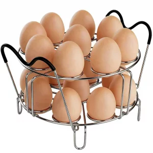Instant Pot Accessories - Stackable 304 Stainless Steel Egg Steamer Rack Trivet | Holds 18 Eggs | Heat-Resistant Handles | Fits 6qt & 8qt Pressure Co