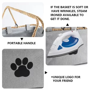 Geyecete Dog toy basket Pet Storage Collection Collapsible Bin,Fabric Handheld Basket dog storage bin dog toy bins pet toy bin Portable storage baske