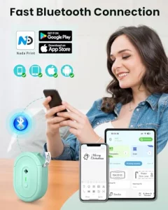 NADAIIN N12 Label Maker Machine with Tape, Mini Bluetooth Label Printer, Small Labeler Portable Thermal Label Makers Multiple Templates for Home Scho